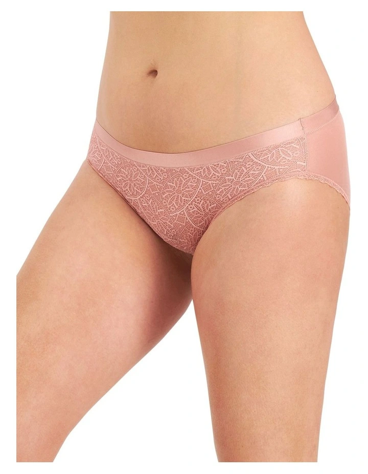 Barely There Lace Bikini Brief in Dusty Pink