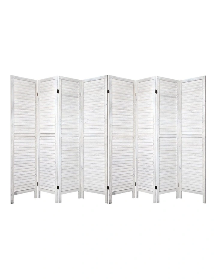8 Panel Room Divider Screen 326x170cm in Louver White