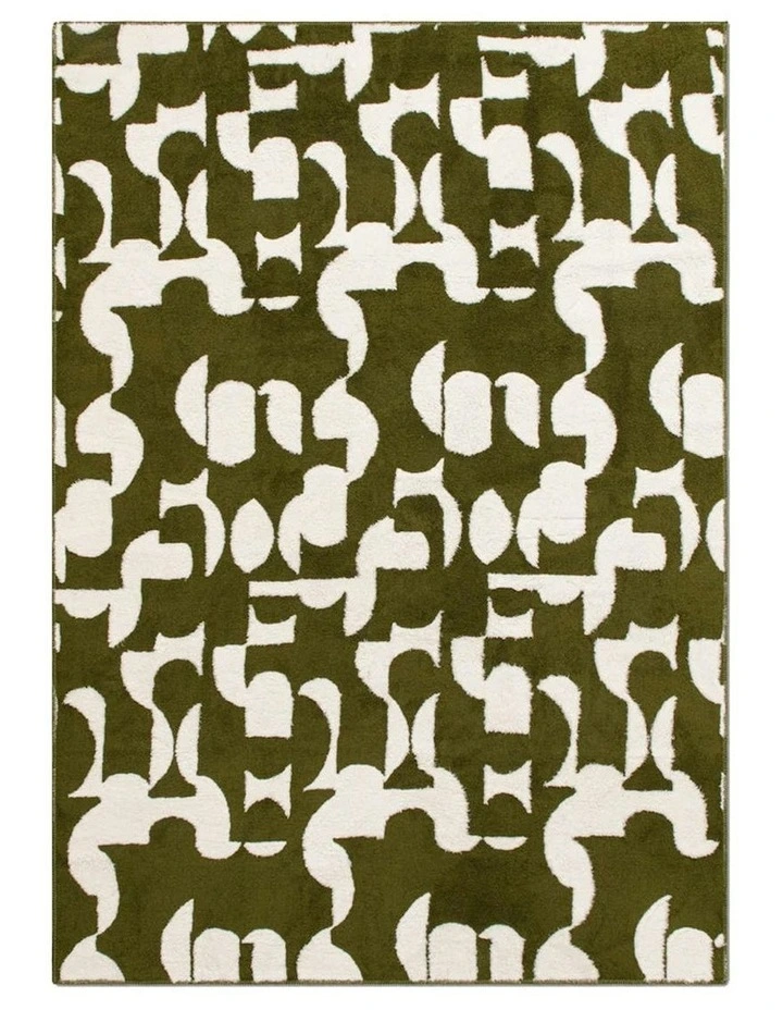 Novel Washable Cotton Feel Rug in Olive