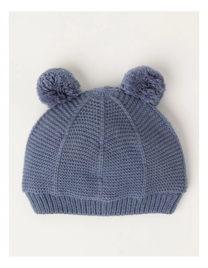 Garter Stitch Beanie in Blue