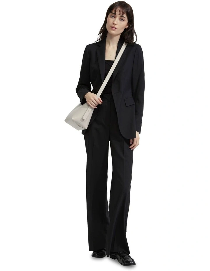 Ebony Wool Stretch Suit Jacket in Black