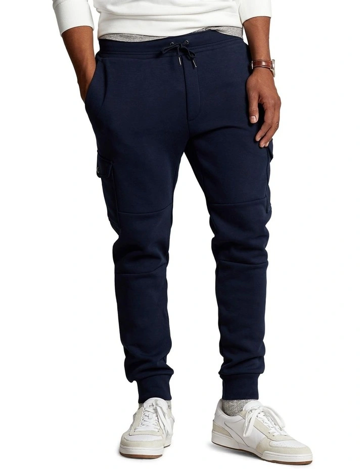 Double-Knit Cargo Jogger Pant in Navy