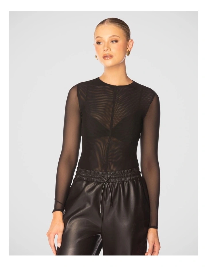 Sarah Mesh Bodysuit in Black