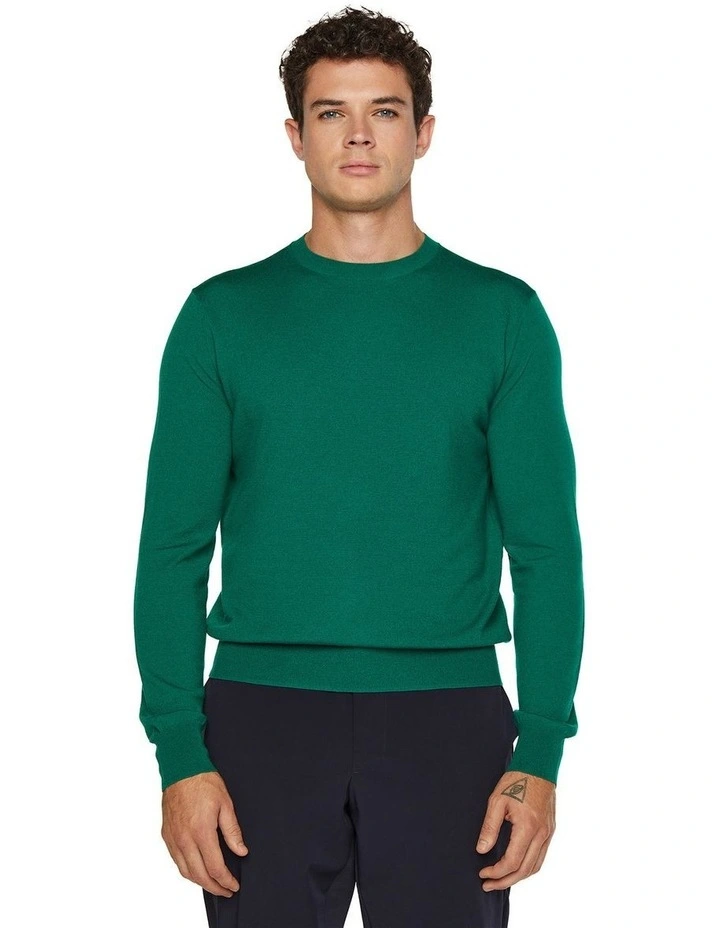 Stretch Merino Crew in Green