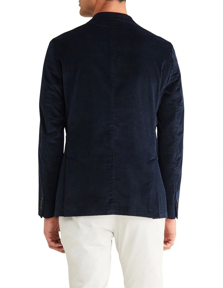 Slim 28 Wale Cord Blazer Jacket in Navy