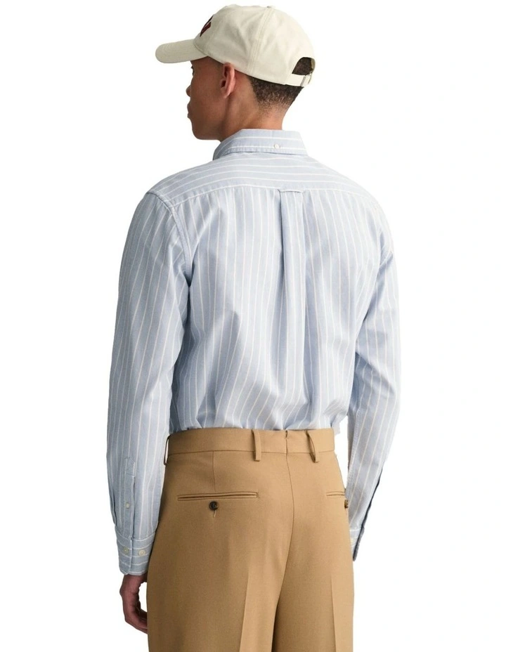 Brushed Oxford Stripe Long Sleeve Shirt in Blue Air