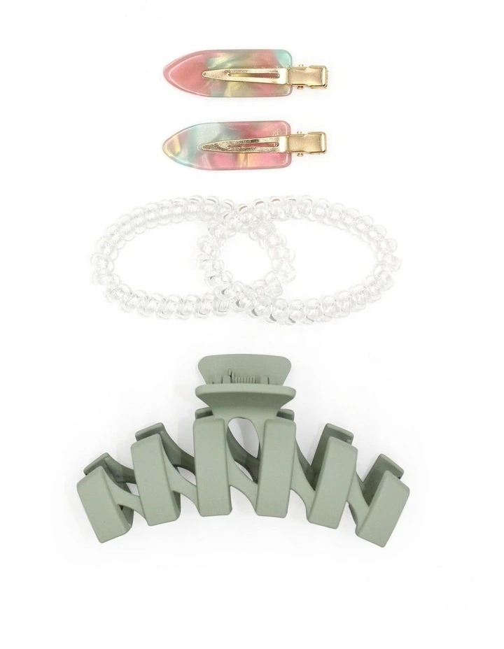Felicity Hair Clip Set in Green