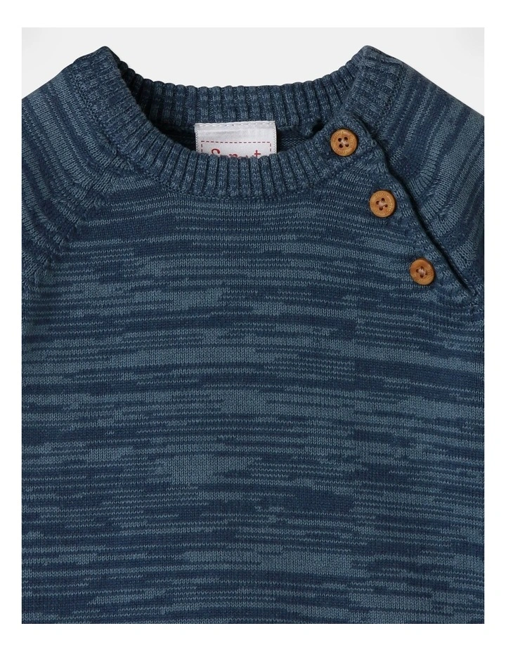 Knit Top And Legging With Beanie Set in Navy