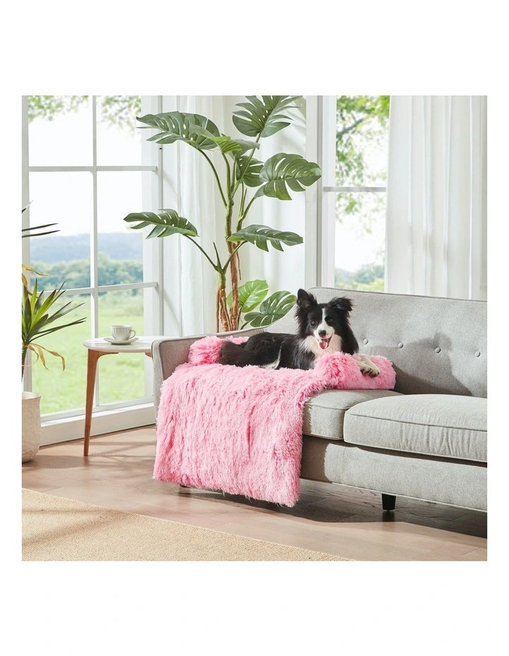 Sofa Protector Calming Dog Bed in Ombre Pink