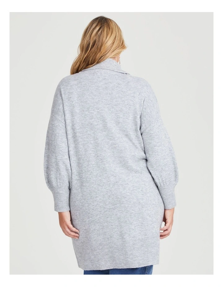 Lofty Balloon Sleeve Cardigan in Grey Marle