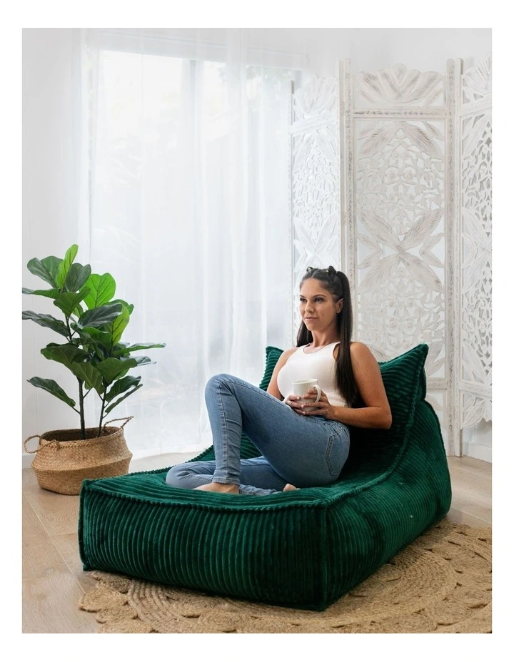Wilde Ribbed Luxe Fleece Beanbag Cover in Emerald