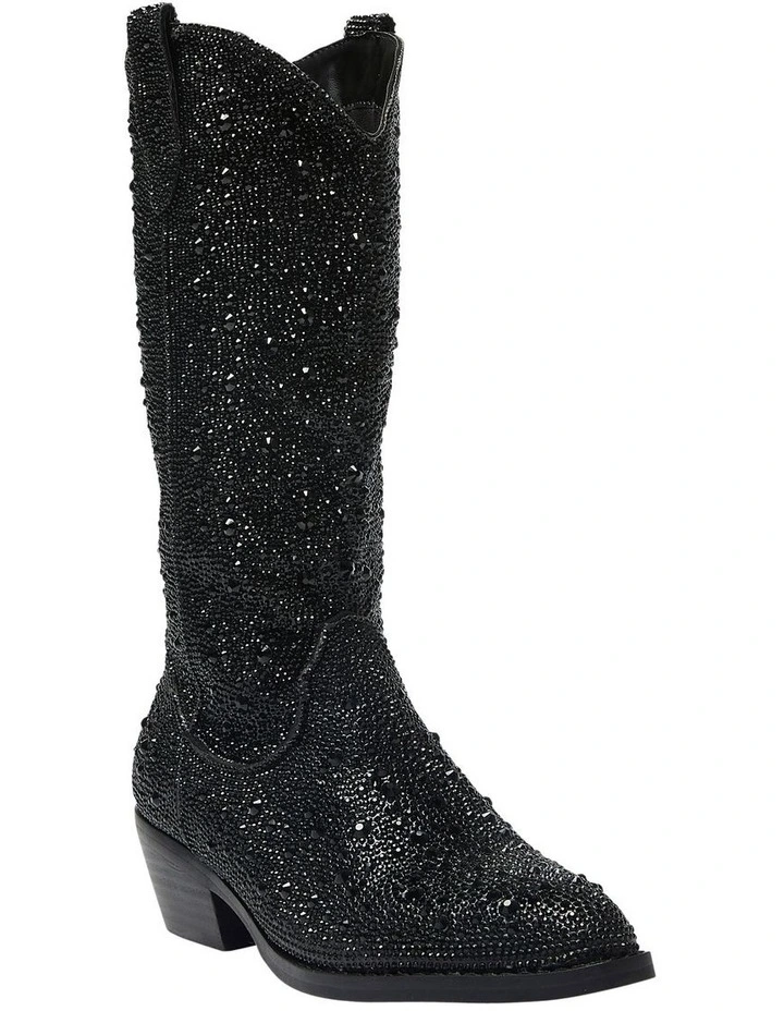 Parton Western Boots in Black Rhinestone