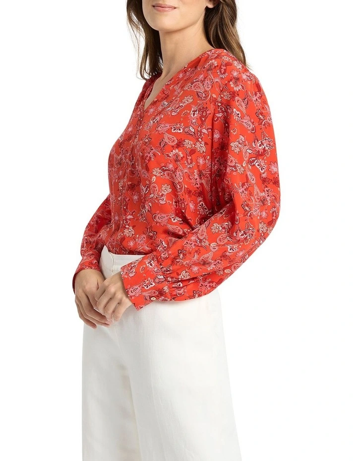 Miya Silk Blouse in Poppy Multi