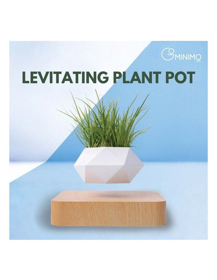 Magnetic Levitating Rotate Pot Plant in White