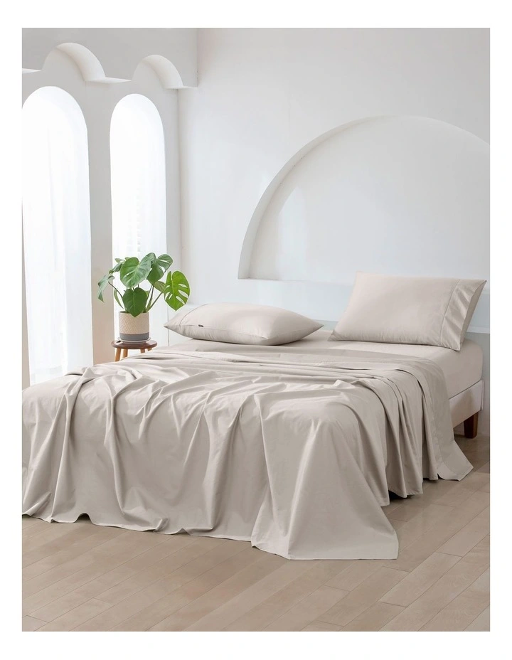 Cotton Sateen Sheet Set Single Bed in Stone