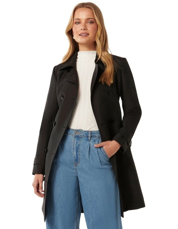 Alicia Short Trench Coat in Black