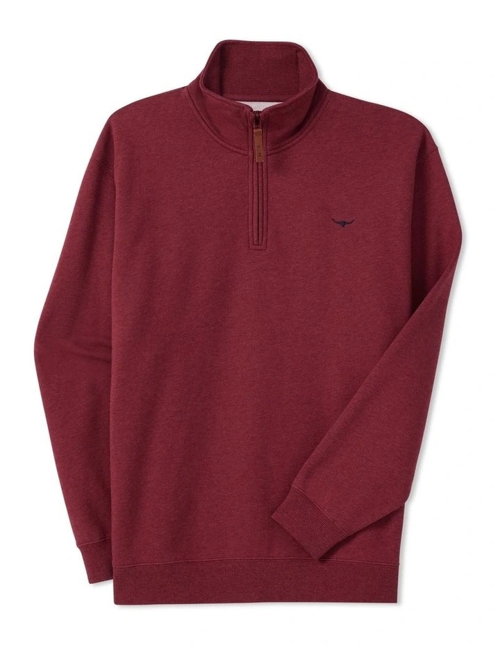 Mulyungarie Qtr Zip Sweat Top in Burgundy