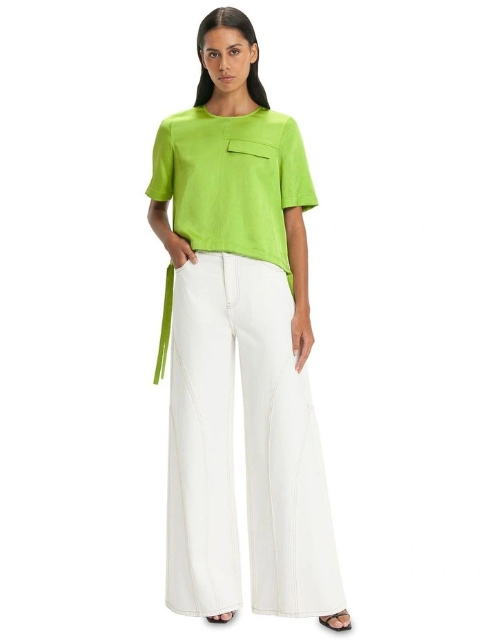 Satin Utility T-Shirt in Chartreuse