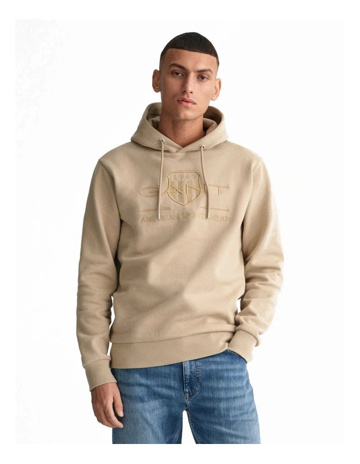 Tonal Archive Shield Hoodie in Concrete Beige