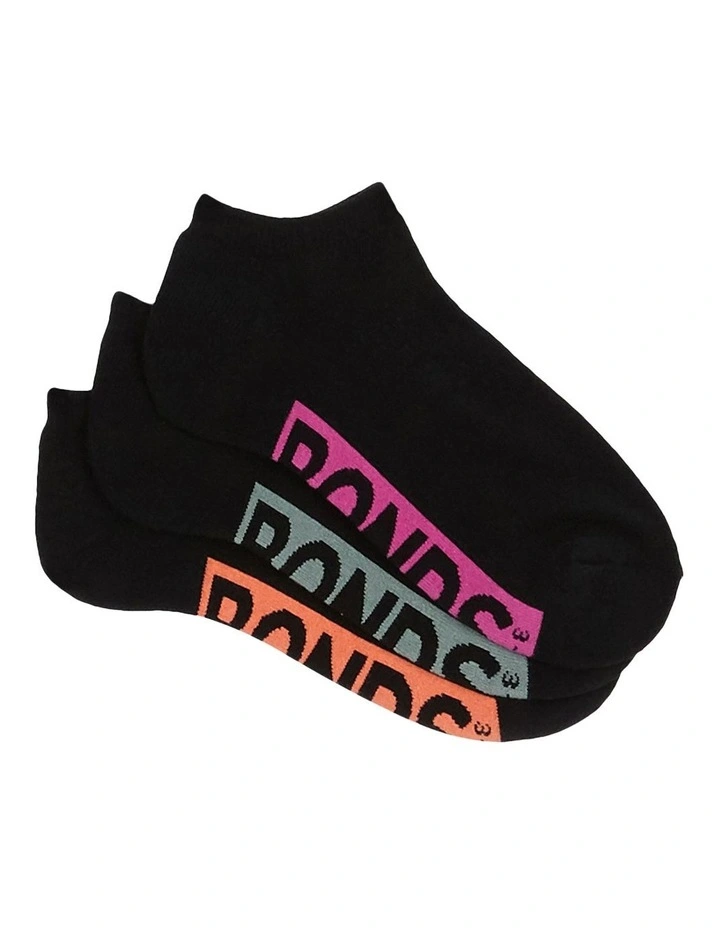 Womens Logo Cushioned Low Cut Socks 3 Pack in Black