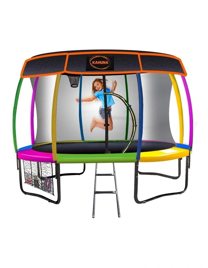 Trampoline 10ft Free Safety Net Spring Pad Roof Mat Ladder Basketball Rainbow