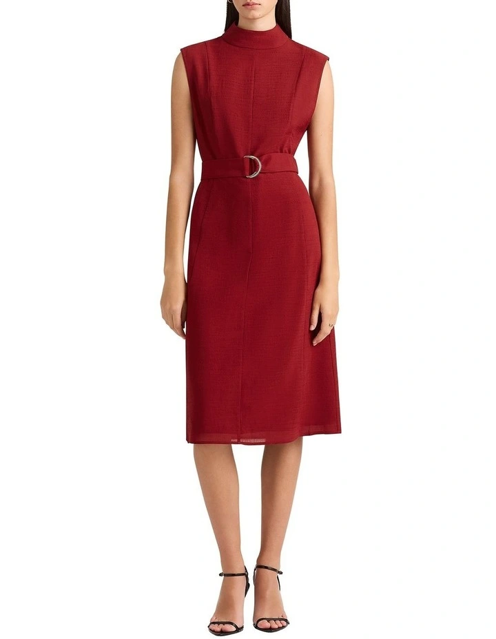 Catrine Belted Dress in Cherry