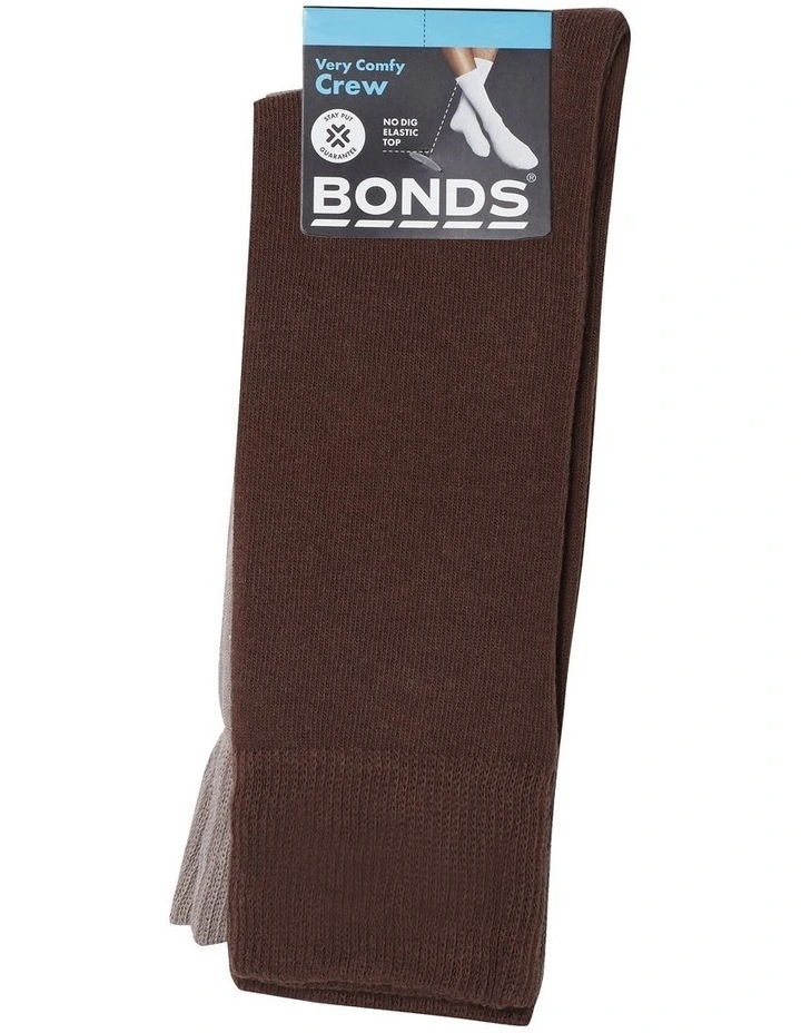 Everyday Crew Socks 3 Pack in Brown