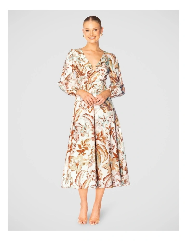 Moira V Neck Midi Dress in Multi