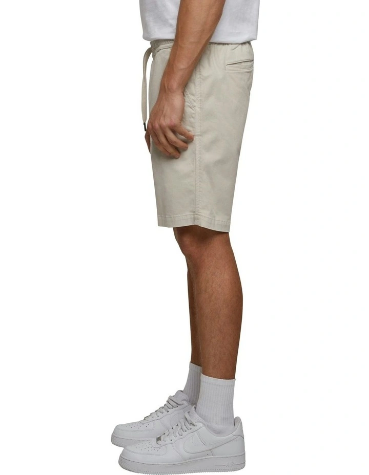 Stretch Twill Jog Shorts in Grey