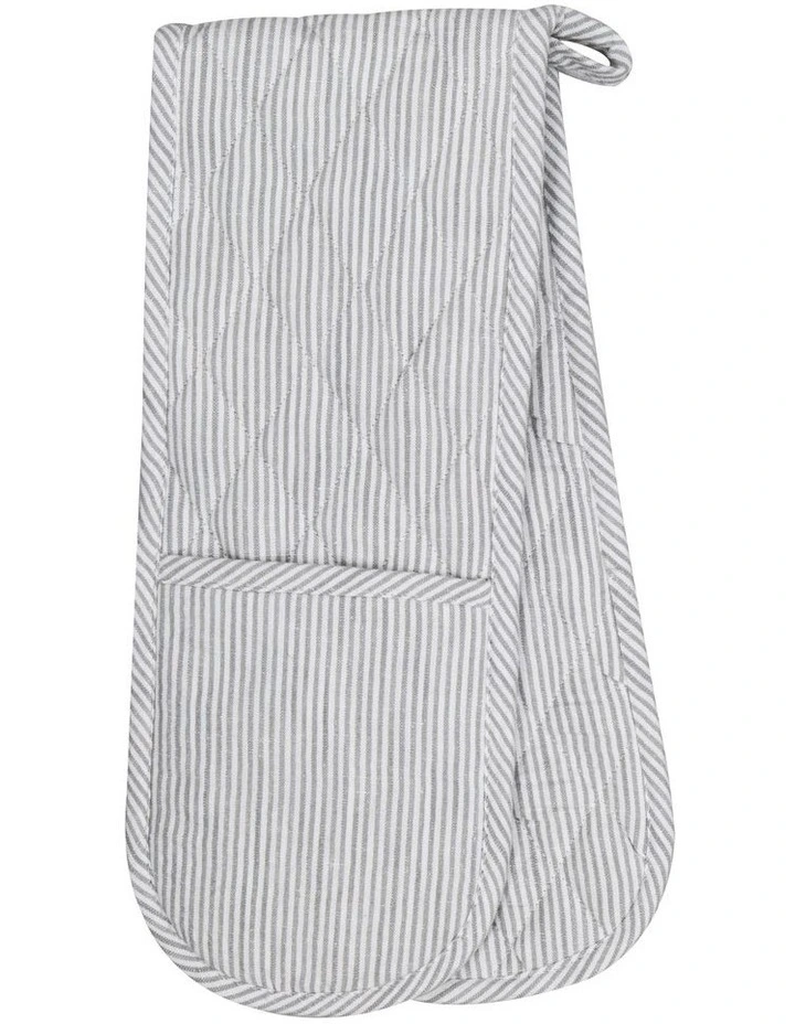 Lina Stripe Double Oven Mitt in Grey