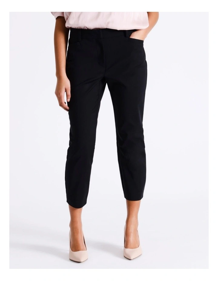 Organic Cotton Blend Sateen Pant in Black