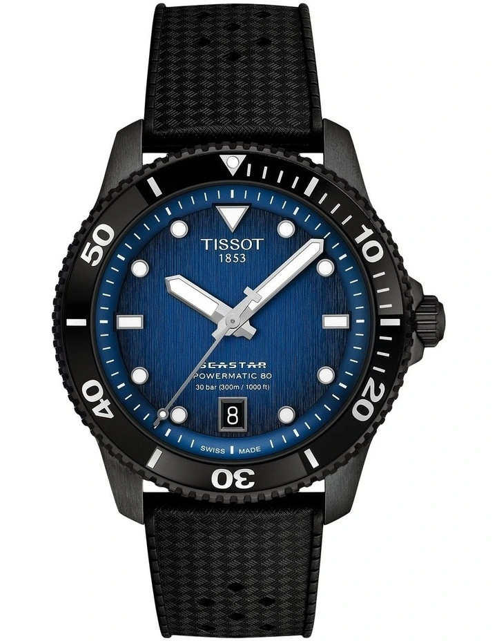 Seastar 1000 Powermatic Watch 80 40mm T1208073704100 in Blue/Black