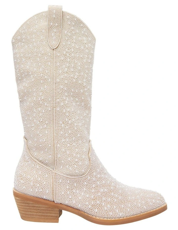 Perla Western Boots in Ivory