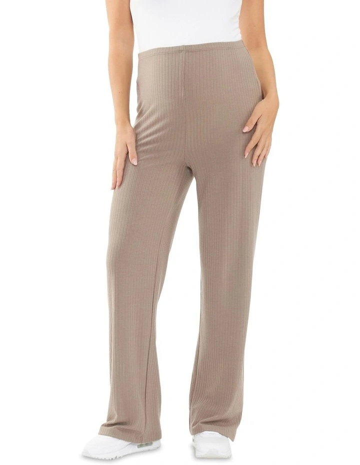 Cindy Rib Pant in Taupe