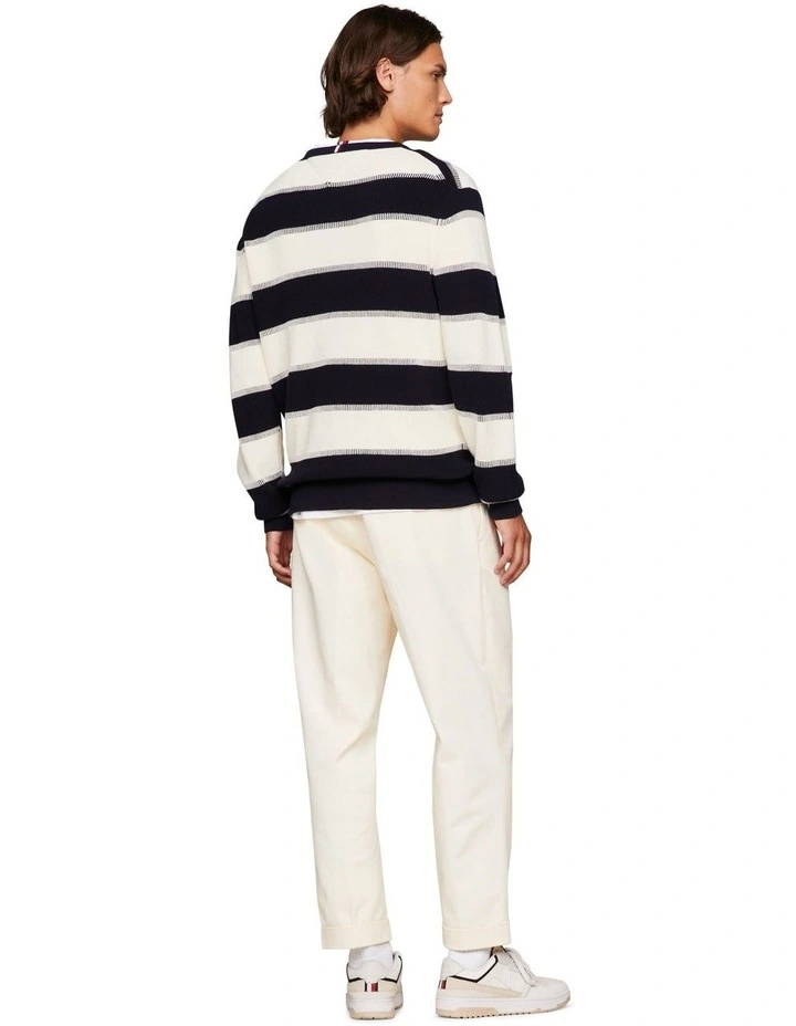 Dressed Casual Structure Stripe Crew Sweater in Desert Sky/Calico