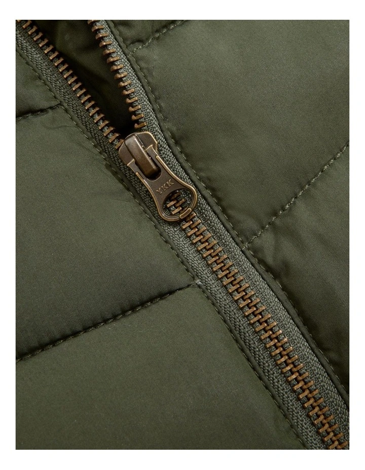 Rib Nylon Vest in Khaki Green