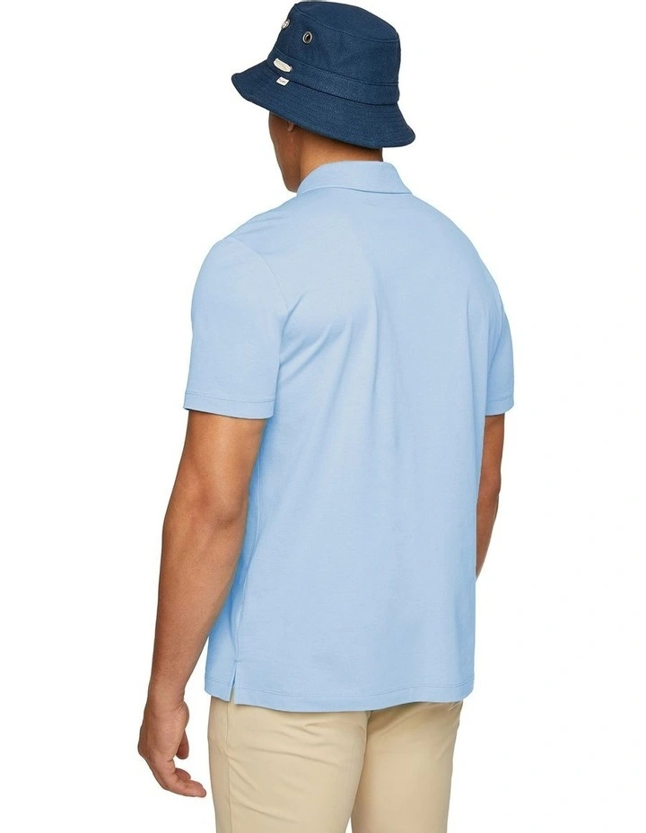 Pique Polo With 3d Logo in Light Blue