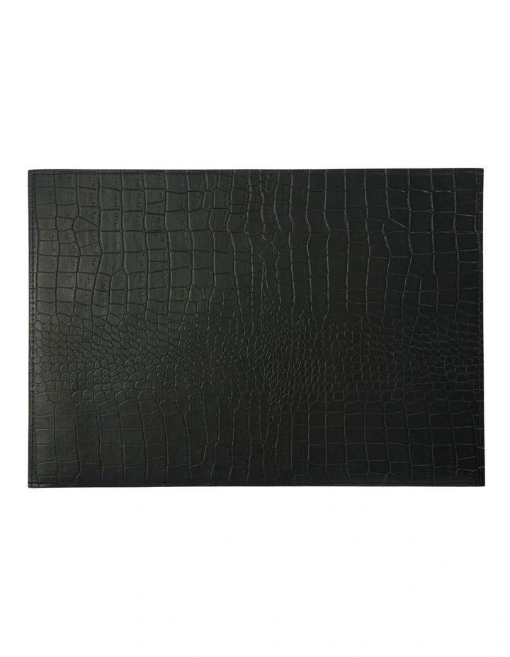 Table Accents Leather Look Alligator Placemat 43x30cm In Black
