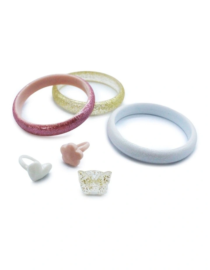 Glitter Bangle and Ring Set in Multi
