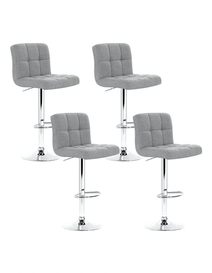 Bar Stools Kitchen Stool Chairs Fabric x4 in Grey