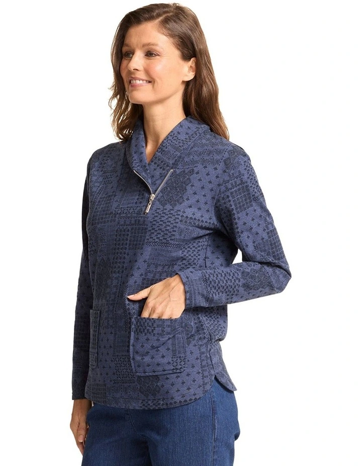 Kori 1/2 Zip Top in Monsoon Marle