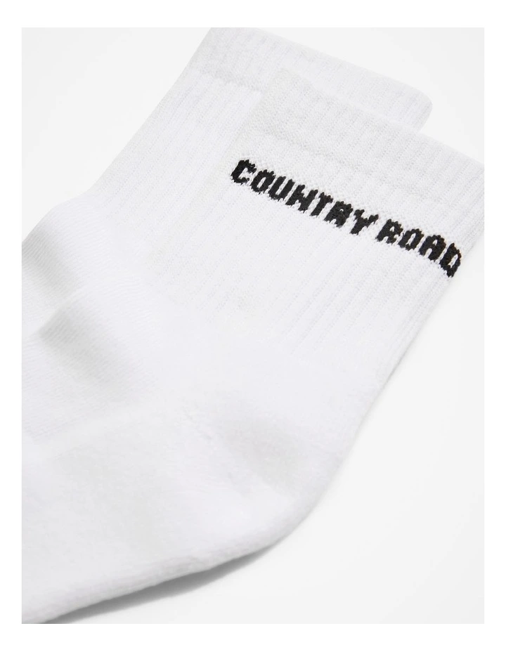 Australian Cotton Blend CR Sport Quarter Crew Sock in White