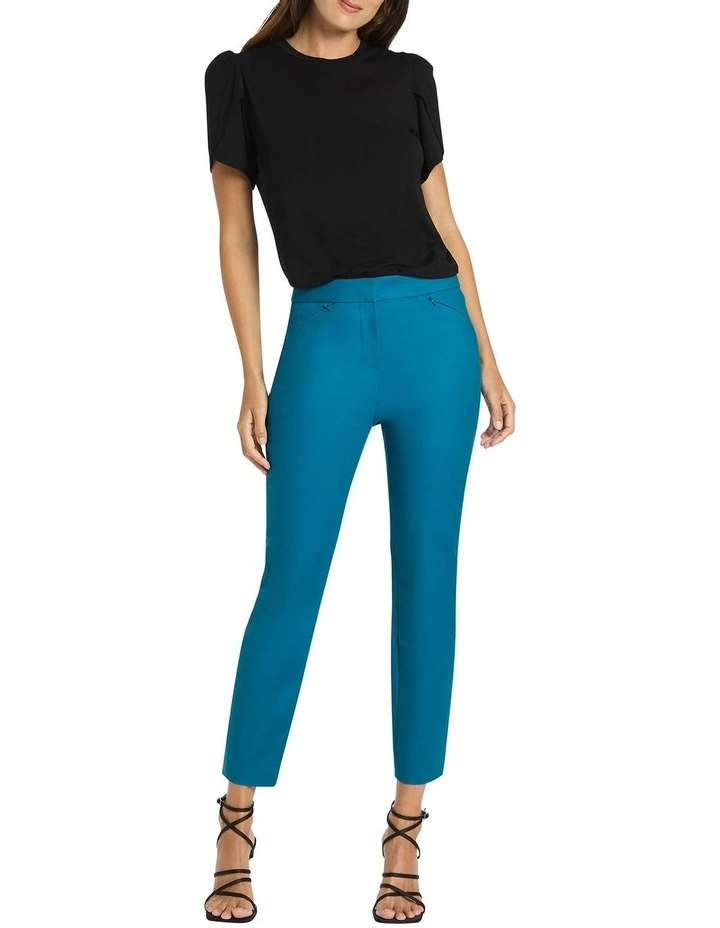 Sarah Compact Cotton Pant in Blue