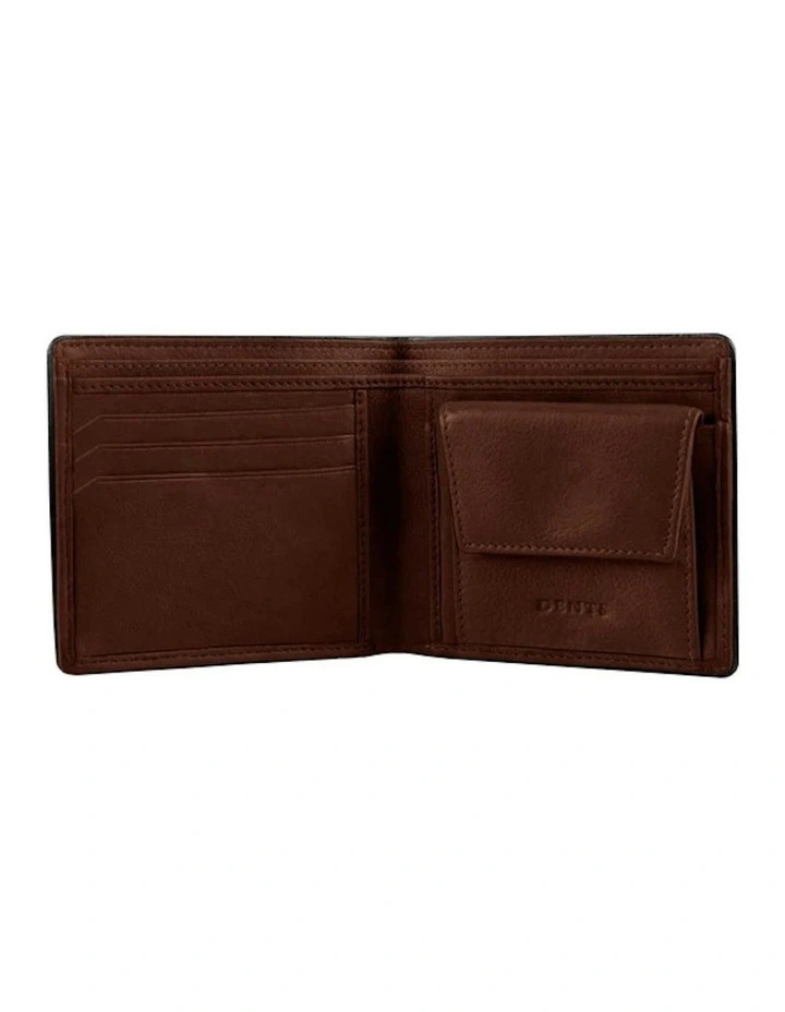 RFID Two-Colour Pebble Grain Leather Billfold Wallet with Coin Purse in Tan