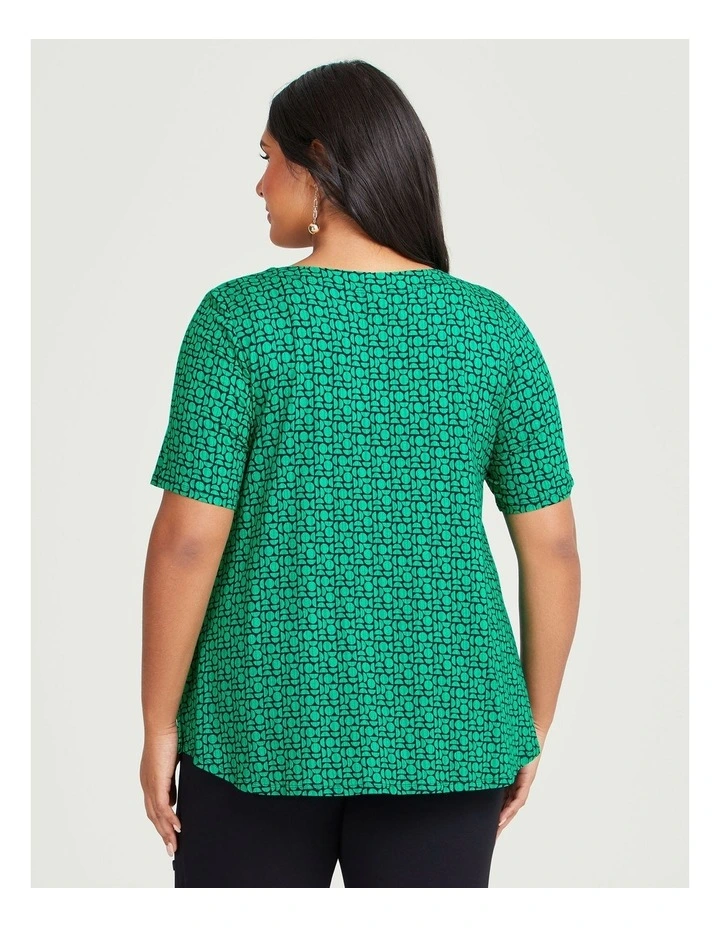 Natural Forever Top in Green Print