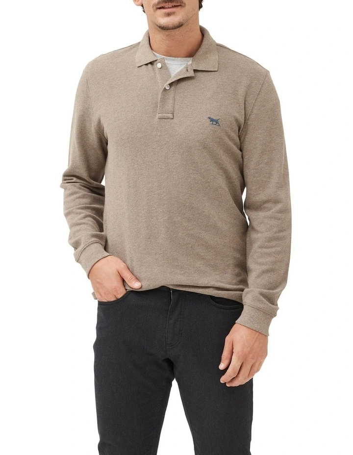 Long Sleeve Gunn Polo in Latte