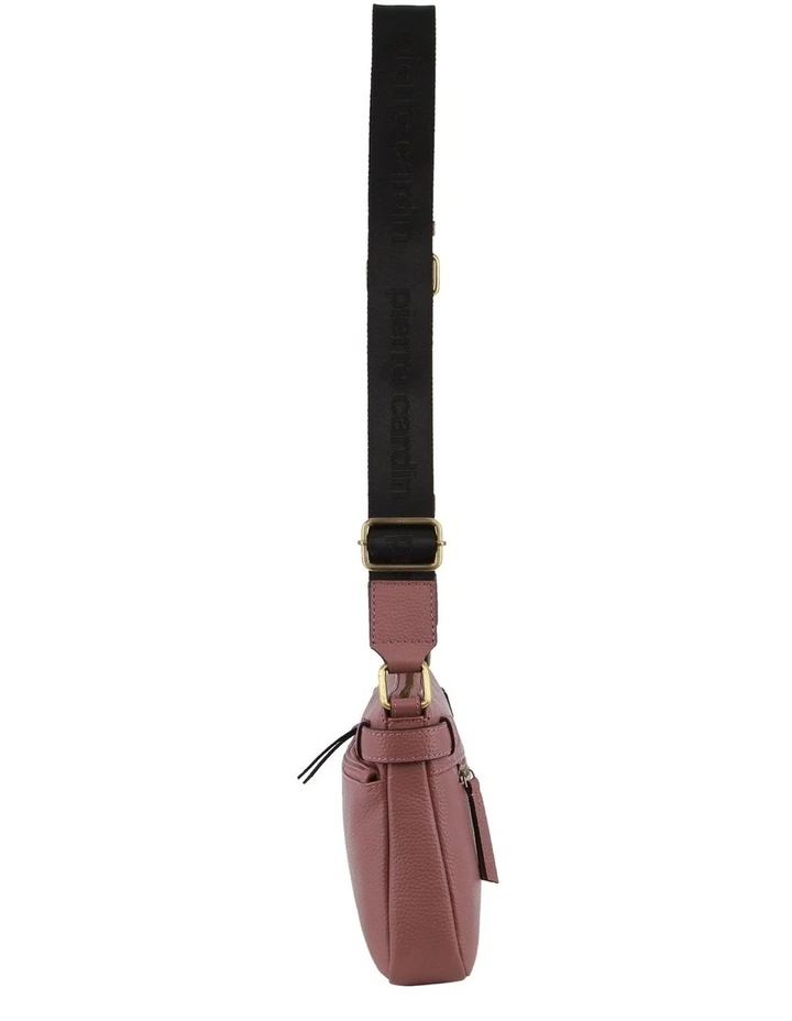 Leather Webbing Strap Handbag in Rose