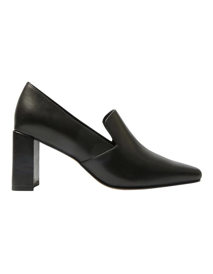 Brigid Heeled Loafers in Black Leather