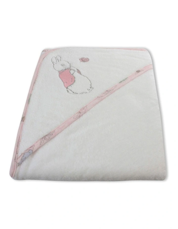 Hop Little Rabbit Hooded Towel in Pink