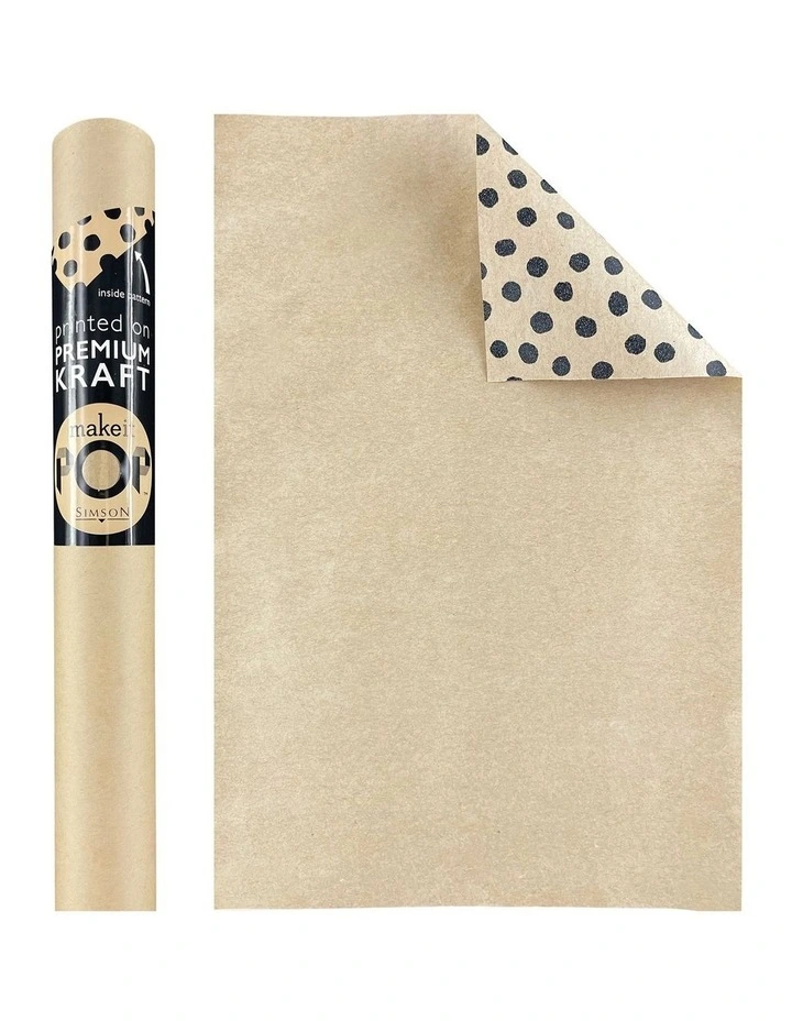 Solid Kraft with Dotty Black Roll Wrap